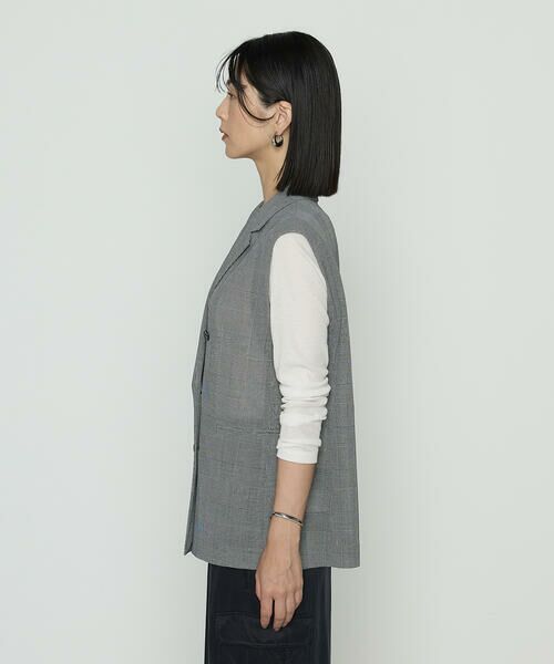 COMME CA PLATINUM / コムサ・プラチナ ベスト | グレンチェック スリーブレスジャケット | 詳細5