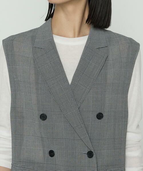 COMME CA PLATINUM / コムサ・プラチナ ベスト | グレンチェック スリーブレスジャケット | 詳細7