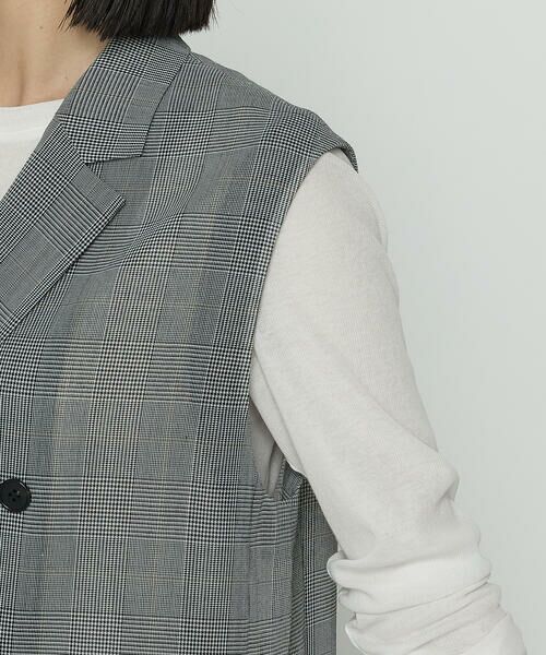 COMME CA PLATINUM / コムサ・プラチナ ベスト | グレンチェック スリーブレスジャケット | 詳細8