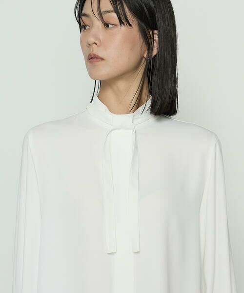 COMME CA PLATINUM / コムサ・プラチナ シャツ・ブラウス | マットサテン タイ付 ハイネックブラウス | 詳細8