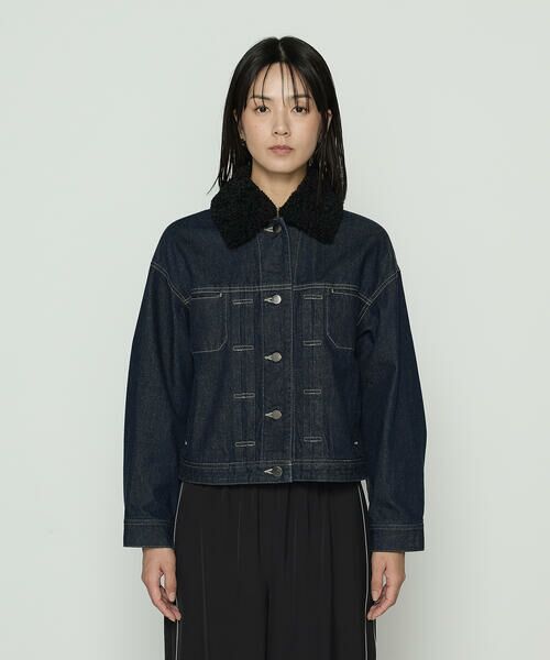 COMME CA PLATINUM / コムサ・プラチナ Gジャン・デニムジャケット | 10.5オンス空紡デニム フェイクファー襟付きデニムジャケット | 詳細14
