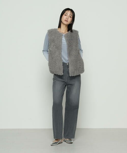 COMME CA PLATINUM / コムサ・プラチナ ベスト | シープボア調 フェイクファージレ | 詳細12