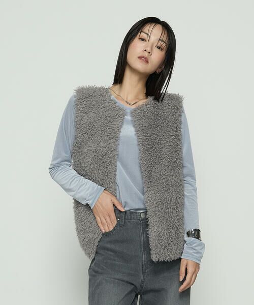 COMME CA PLATINUM / コムサ・プラチナ ベスト | シープボア調 フェイクファージレ | 詳細15