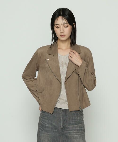 COMME CA PLATINUM / コムサ・プラチナ レザーブルゾン・ジャケット | ストレッチスエード調 ライダースジャケット | 詳細14