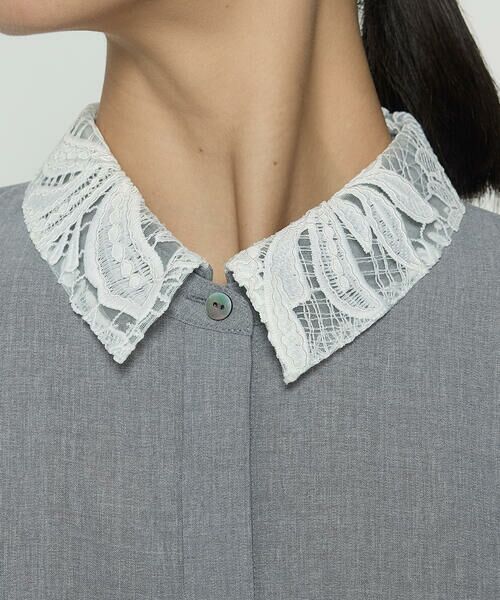 COMME CA PLATINUM / コムサ・プラチナ シャツ・ブラウス | ドライシャンブレー レース襟付きシャツ | 詳細14
