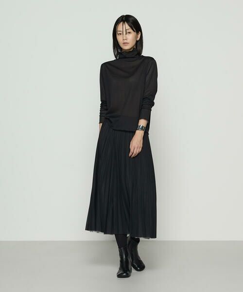 COMME CA PLATINUM / コムサ・プラチナ ロング・マキシ丈スカート | ソフトチュール×ウーリー分繊トリコット広巾 スカート | 詳細4
