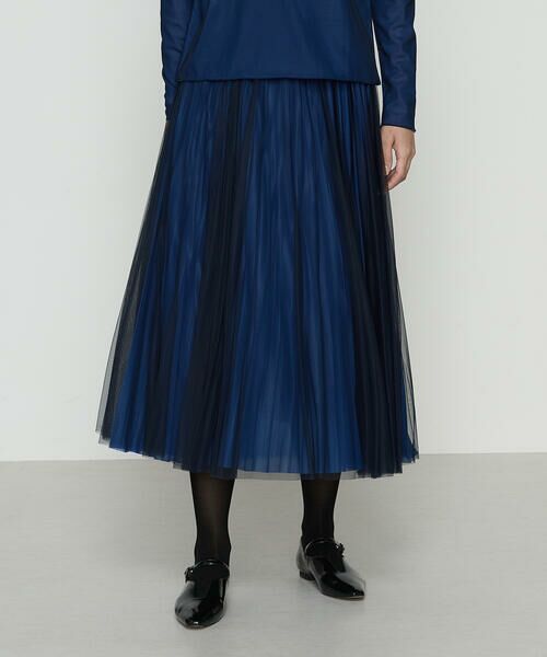 COMME CA PLATINUM / コムサ・プラチナ ロング・マキシ丈スカート | ソフトチュール×ウーリー分繊トリコット広巾 スカート | 詳細13