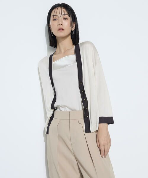 COMME CA PLATINUM / コムサ・プラチナ カーディガン・ボレロ | シルキー天竺ニット バイカラーカーディガン | 詳細18