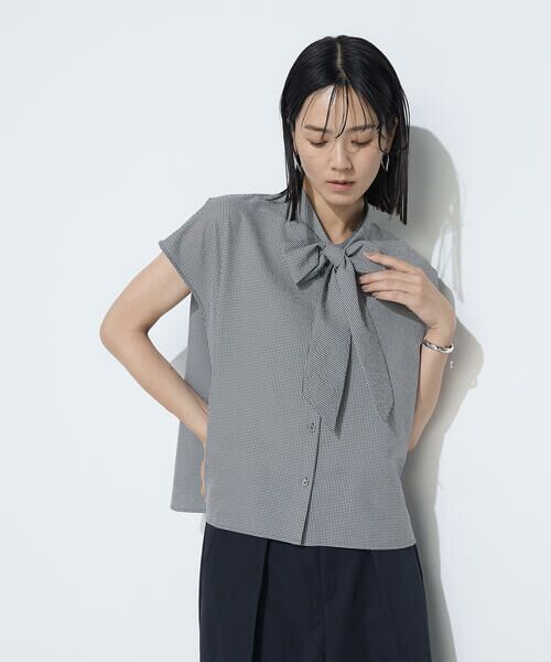 COMME CA PLATINUM / コムサ・プラチナ シャツ・ブラウス | シアーサッカーギンガム ボウタイブラウス | 詳細16