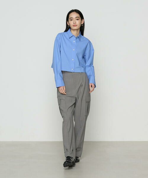 COMME CA PLATINUM / コムサ・プラチナ シャツ・ブラウス | ストライプタイプライター／バルキーオックスフォード クロップドシャツ | 詳細15