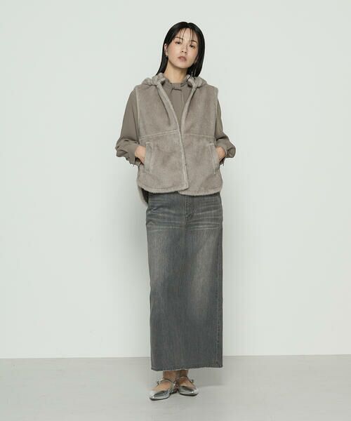 COMME CA PLATINUM / コムサ・プラチナ ベスト | エコファー リバーシブルジレ | 詳細1