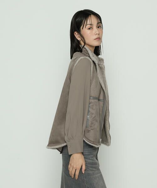 COMME CA PLATINUM / コムサ・プラチナ ベスト | エコファー リバーシブルジレ | 詳細5