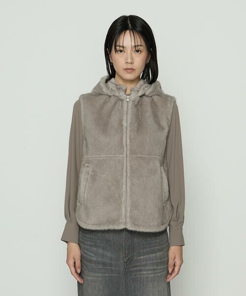 COMME CA PLATINUM / コムサ・プラチナ ベスト | エコファー リバーシブルジレ | 詳細6