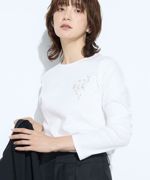 COMME CA PLATINUM / コムサ・プラチナ Tシャツ | スーピマバイオシルスムース ビジュー刺繍Tシャツ | 詳細14