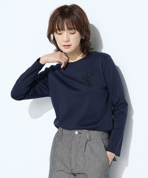 COMME CA PLATINUM / コムサ・プラチナ Tシャツ | スーピマバイオシルスムース ビジュー刺繍Tシャツ | 詳細19