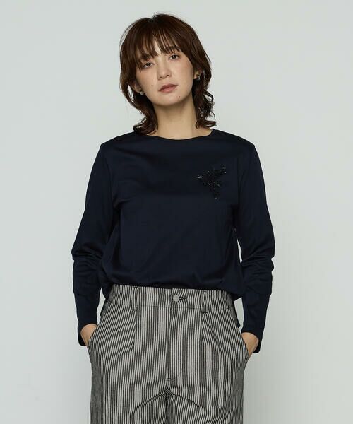 COMME CA PLATINUM / コムサ・プラチナ Tシャツ | スーピマバイオシルスムース ビジュー刺繍Tシャツ | 詳細20