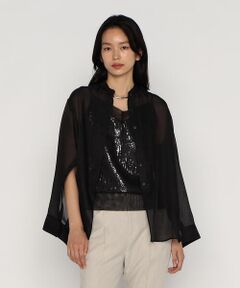 COMME CA PLATINUM / コムサ・プラチナ シャツ・ブラウス | シルクコットンサテンオーガンジー バンドカラーシャツ