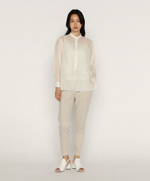 COMME CA PLATINUM / コムサ・プラチナ シャツ・ブラウス | シルクコットンサテンオーガンジー バンドカラーシャツ | 詳細1