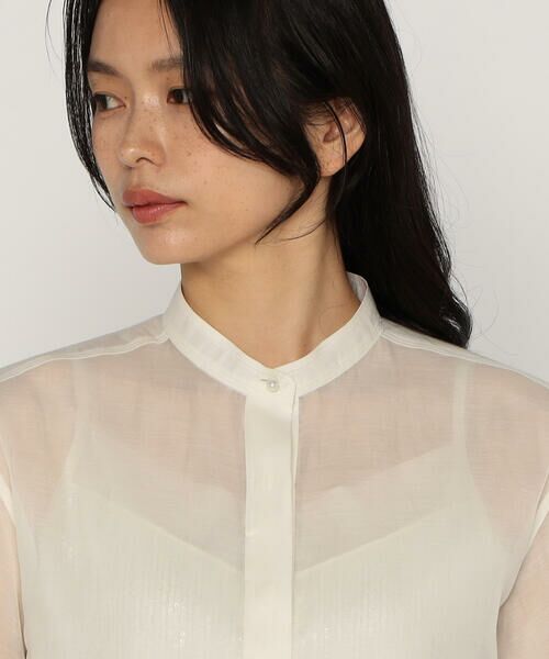 COMME CA PLATINUM / コムサ・プラチナ シャツ・ブラウス | シルクコットンサテンオーガンジー バンドカラーシャツ | 詳細13