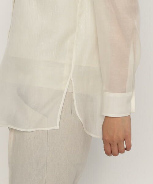 COMME CA PLATINUM / コムサ・プラチナ シャツ・ブラウス | シルクコットンサテンオーガンジー バンドカラーシャツ | 詳細15