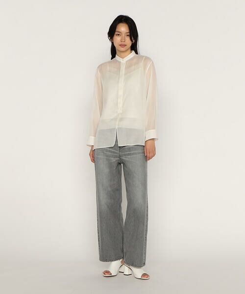 COMME CA PLATINUM / コムサ・プラチナ シャツ・ブラウス | シルクコットンサテンオーガンジー バンドカラーシャツ | 詳細5