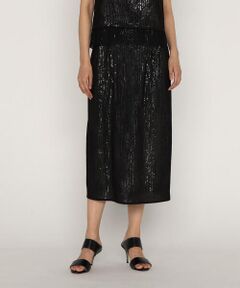 COMME CA PLATINUM / コムサ・プラチナ ロング・マキシ丈スカート | 【セットアップ対応】スパンコール刺繍ボンディング ナロースカート