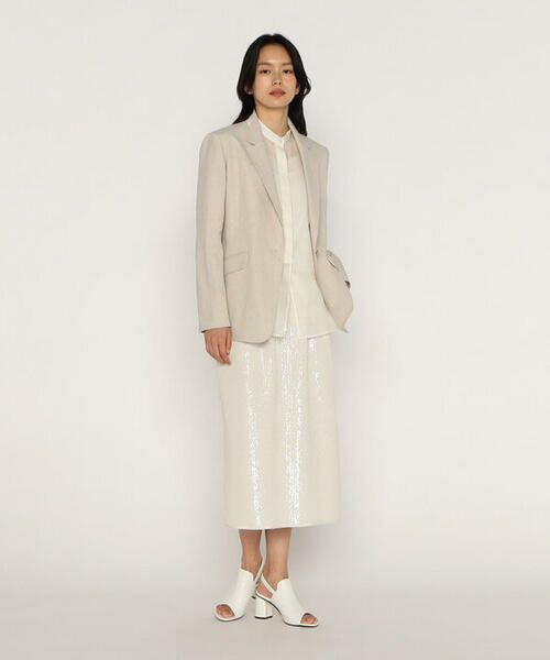 COMME CA PLATINUM / コムサ・プラチナ ロング・マキシ丈スカート | 【セットアップ対応】スパンコール刺繍ボンディング ナロースカート | 詳細1