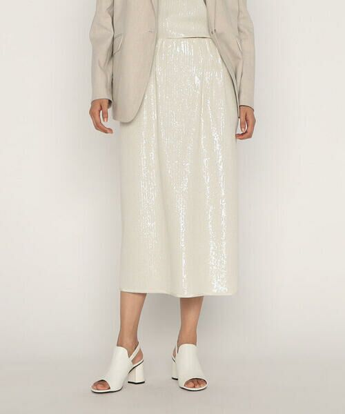 COMME CA PLATINUM / コムサ・プラチナ ロング・マキシ丈スカート | 【セットアップ対応】スパンコール刺繍ボンディング ナロースカート | 詳細2