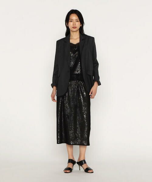 COMME CA PLATINUM / コムサ・プラチナ ロング・マキシ丈スカート | 【セットアップ対応】スパンコール刺繍ボンディング ナロースカート | 詳細4