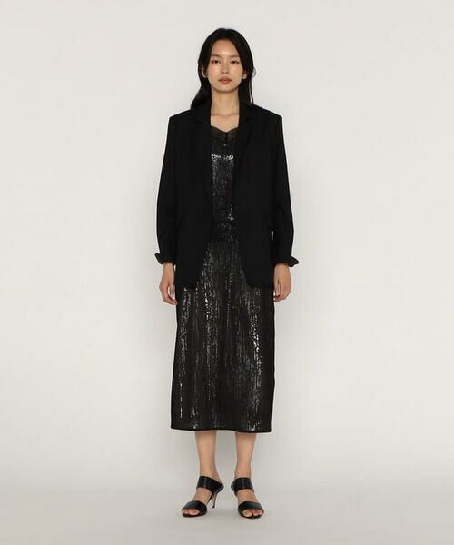 COMME CA PLATINUM / コムサ・プラチナ ロング・マキシ丈スカート | 【セットアップ対応】スパンコール刺繍ボンディング ナロースカート | 詳細5