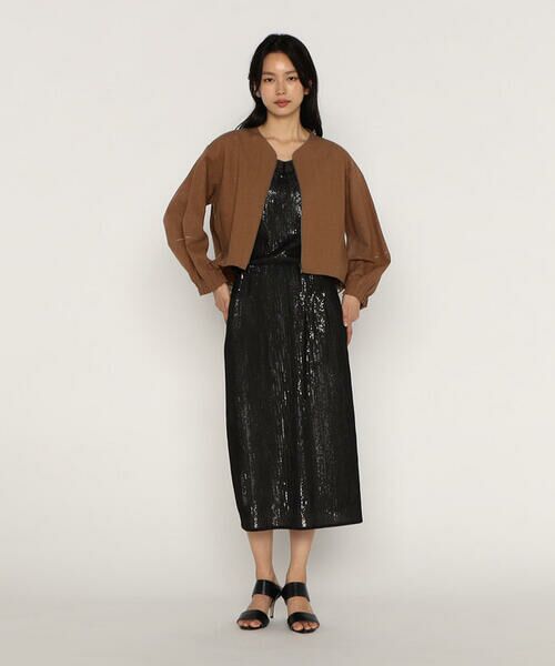 COMME CA PLATINUM / コムサ・プラチナ ロング・マキシ丈スカート | 【セットアップ対応】スパンコール刺繍ボンディング ナロースカート | 詳細6