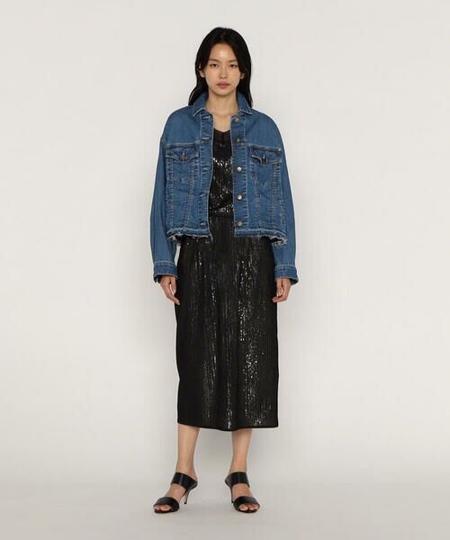 COMME CA PLATINUM / コムサ・プラチナ ロング・マキシ丈スカート | 【セットアップ対応】スパンコール刺繍ボンディング ナロースカート | 詳細7