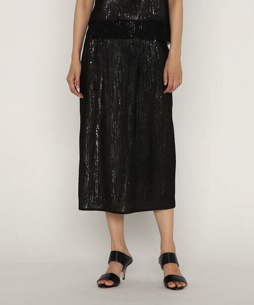 COMME CA PLATINUM / コムサ・プラチナ ロング・マキシ丈スカート | 【セットアップ対応】スパンコール刺繍ボンディング ナロースカート | 詳細8