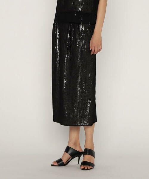 COMME CA PLATINUM / コムサ・プラチナ ロング・マキシ丈スカート | 【セットアップ対応】スパンコール刺繍ボンディング ナロースカート | 詳細9