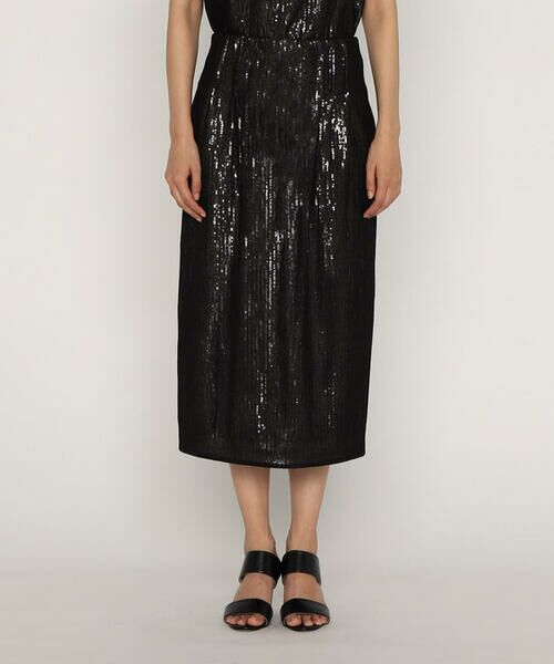 COMME CA PLATINUM / コムサ・プラチナ ロング・マキシ丈スカート | 【セットアップ対応】スパンコール刺繍ボンディング ナロースカート | 詳細10