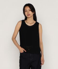 COMME CA PLATINUM / コムサ・プラチナ タンクトップ | シアーシフォン楊柳 タンクトップ