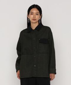 COMME CA PLATINUM / コムサ・プラチナ ブルゾン | 中空ストレッチデニム カバーオールジャケット