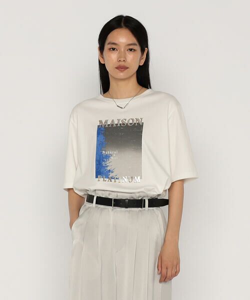 COMME CA PLATINUM / コムサ・プラチナ Tシャツ | 60/-スビン リサイクルオーガニックスムース プリントTシャツ | 詳細5