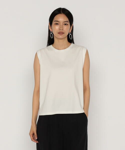 COMME CA PLATINUM/コムサ・プラチナ 60/-スビン リサイクルオーガニックスムース ねじりスリーブTシャツ 01:ホワイト 9号 COMME CA PLATINUM/コムサ・プラチナ 60/-スビン リサイクルオーガニックスムース ねじりスリーブTシャツ 01:ホワイト 9号