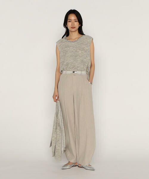 COMME CA PLATINUM / コムサ・プラチナ タンクトップ | ファンシーループジャージー ビジュー付きタンクトップ | 詳細1