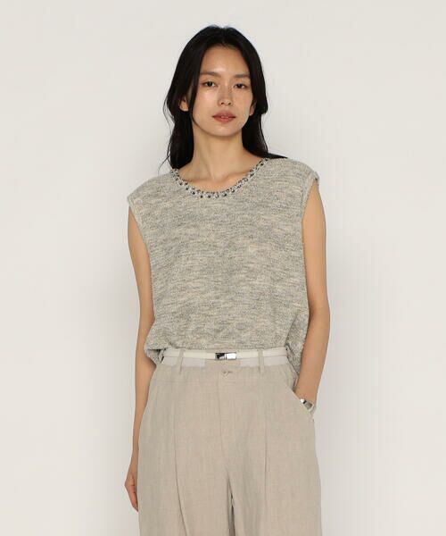 COMME CA PLATINUM / コムサ・プラチナ タンクトップ | ファンシーループジャージー ビジュー付きタンクトップ | 詳細7