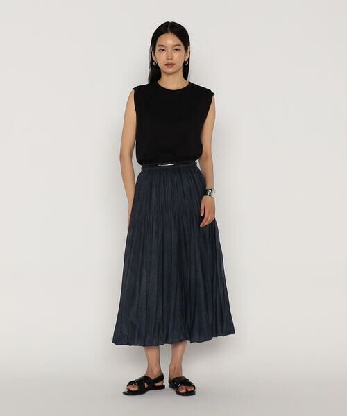 COMME CA PLATINUM / コムサ・プラチナ ロング・マキシ丈スカート | オーガンジートリコットデニムプリント | 詳細1