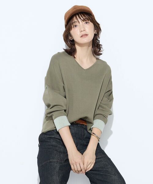 COMME CA PLATINUM / コムサ・プラチナ ニット・セーター | 14G接結編 ニットプルオーバー(20:カーキ)