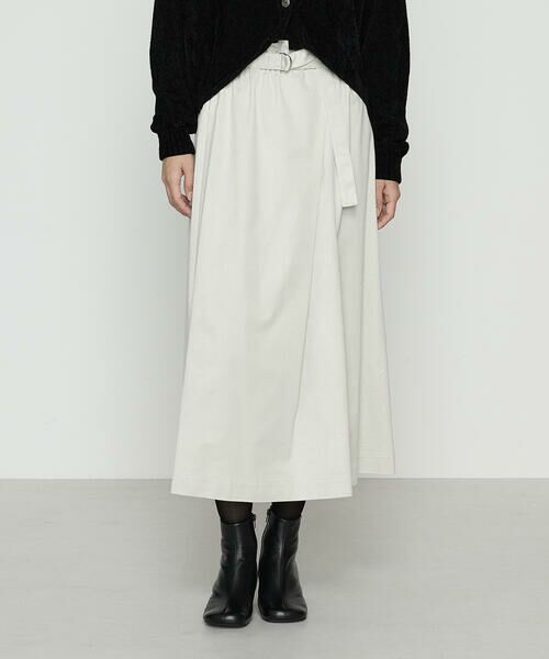 COMME CA PLATINUM / コムサ・プラチナ ロング・マキシ丈スカート | ポリスエード ラップ風スカート(07:エクリュ)