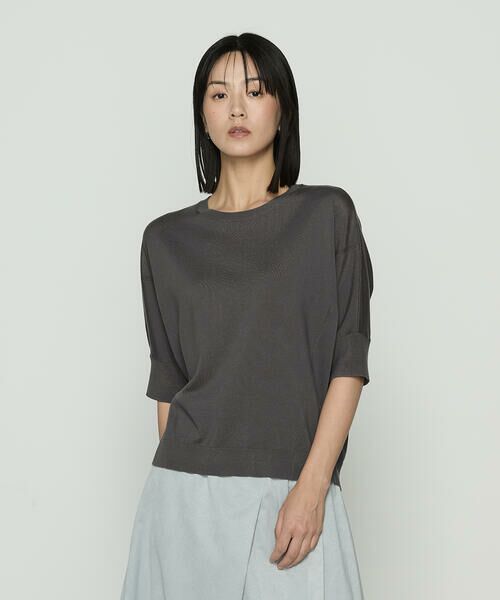 COMME CA PLATINUM / コムサ・プラチナ カットソー | リヨセル天竺 ゆったりニットソー(04:グレー)