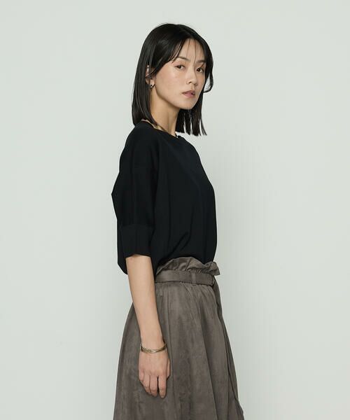 COMME CA PLATINUM / コムサ・プラチナ カットソー | リヨセル天竺 ゆったりニットソー(05:ブラック)