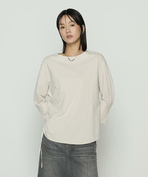 COMME CA PLATINUM / コムサ・プラチナ カットソー | 80/-ポンチ ブラウス見えプルオーバー(15:ライトベージュ)
