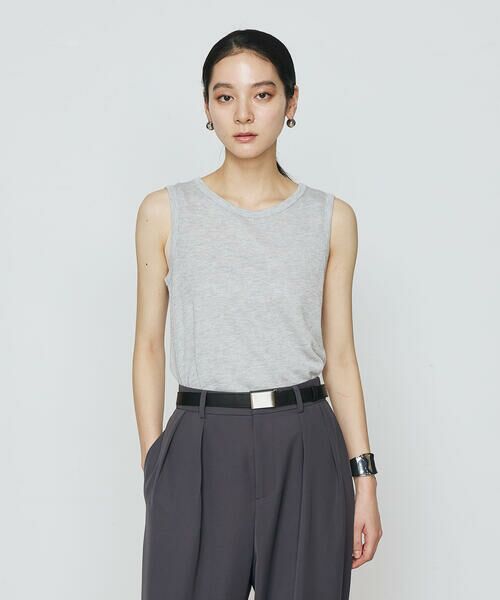 COMME CA PLATINUM / コムサ・プラチナ カットソー | ラメテレコ タンクトップ(03:ライトグレー)