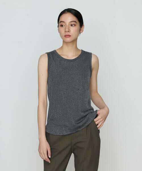 COMME CA PLATINUM / コムサ・プラチナ カットソー | ラメテレコ タンクトップ(04:チャコールグレー)