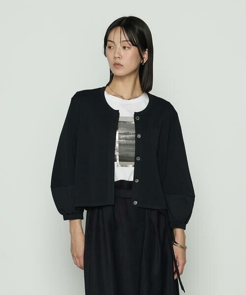 COMME CA PLATINUM / コムサ・プラチナ ノーカラージャケット | ブライトストレッチヤーン ミラノリブショートジャケット | 詳細2
